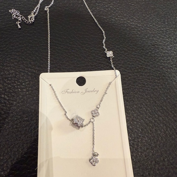 Clover Pavé Necklace – Non-Tarnish Silver - Picture 4 of 4